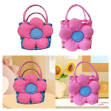 Maxbell Flower Woven Bag Handbag Woven Basket Handbag for Garden Ceremony Harvesting Blue Pink Flower