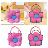 Maxbell Flower Woven Bag Handbag Woven Basket Handbag for Garden Ceremony Harvesting Blue Pink Flower