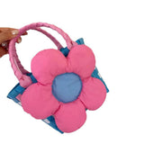 Maxbell Flower Woven Bag Handbag Woven Basket Handbag for Garden Ceremony Harvesting Blue Pink Flower