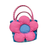 Maxbell Flower Woven Bag Handbag Woven Basket Handbag for Garden Ceremony Harvesting Blue Pink Flower