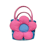 Maxbell Flower Woven Bag Handbag Woven Basket Handbag for Garden Ceremony Harvesting Blue Pink Flower
