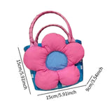 Maxbell Flower Woven Bag Handbag Woven Basket Handbag for Garden Ceremony Harvesting Blue Pink Flower