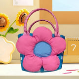 Maxbell Flower Woven Bag Handbag Woven Basket Handbag for Garden Ceremony Harvesting Blue Pink Flower