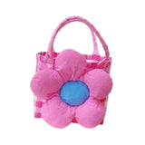 Maxbell Flower Woven Bag Handbag Woven Basket Handbag for Garden Ceremony Harvesting Pink Pink Flower