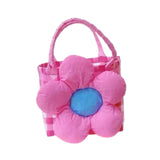 Maxbell Flower Woven Bag Handbag Woven Basket Handbag for Garden Ceremony Harvesting Pink Pink Flower