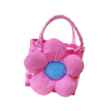 Maxbell Flower Woven Bag Handbag Woven Basket Handbag for Garden Ceremony Harvesting Pink Pink Flower