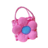 Maxbell Flower Woven Bag Handbag Woven Basket Handbag for Garden Ceremony Harvesting Pink Pink Flower