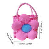 Maxbell Flower Woven Bag Handbag Woven Basket Handbag for Garden Ceremony Harvesting Pink Pink Flower