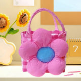 Maxbell Flower Woven Bag Handbag Woven Basket Handbag for Garden Ceremony Harvesting Pink Pink Flower