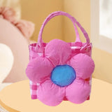 Maxbell Flower Woven Bag Handbag Woven Basket Handbag for Garden Ceremony Harvesting Pink Pink Flower