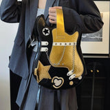 Maxbell Guitar Shaped Backpack Fashion Trendy Guitar Purse for Dating Shopping Party Black