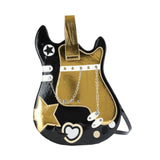 Maxbell Guitar Shaped Backpack Fashion Trendy Guitar Purse for Dating Shopping Party Black