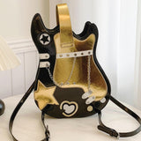 Maxbell Guitar Shaped Backpack Fashion Trendy Guitar Purse for Dating Shopping Party Black