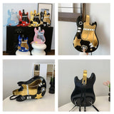 Maxbell Guitar Shaped Backpack Fashion Trendy Guitar Purse for Dating Shopping Party Black