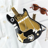 Maxbell Guitar Shaped Backpack Fashion Trendy Guitar Purse for Dating Shopping Party Black