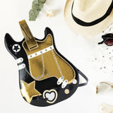 Maxbell Guitar Shaped Backpack Fashion Trendy Guitar Purse for Dating Shopping Party Black