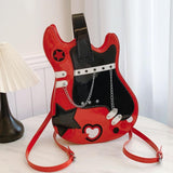 Maxbell Guitar Shaped Backpack Fashion Trendy Guitar Purse for Dating Shopping Party Red