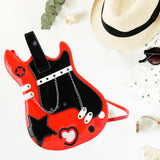 Maxbell Guitar Shaped Backpack Fashion Trendy Guitar Purse for Dating Shopping Party Red