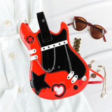 Maxbell Guitar Shaped Backpack Fashion Trendy Guitar Purse for Dating Shopping Party Red