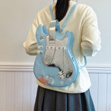 Maxbell Guitar Shaped Backpack Fashion Trendy Guitar Purse for Dating Shopping Party Light Blue