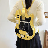 Maxbell Guitar Shaped Backpack Fashion Trendy Guitar Purse for Dating Shopping Party Yellow