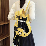 Maxbell Guitar Shaped Backpack Fashion Trendy Guitar Purse for Dating Shopping Party Yellow