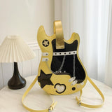 Maxbell Guitar Shaped Backpack Fashion Trendy Guitar Purse for Dating Shopping Party Yellow
