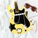 Maxbell Guitar Shaped Backpack Fashion Trendy Guitar Purse for Dating Shopping Party Yellow
