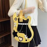 Maxbell Guitar Shaped Backpack Fashion Trendy Guitar Purse for Dating Shopping Party Yellow