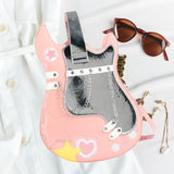 Maxbell Guitar Shaped Backpack Fashion Trendy Guitar Purse for Dating Shopping Party Pink