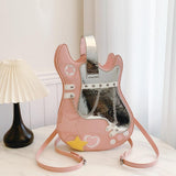 Maxbell Guitar Shaped Backpack Fashion Trendy Guitar Purse for Dating Shopping Party Pink