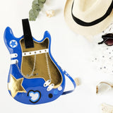 Maxbell Guitar Shaped Backpack Fashion Trendy Guitar Purse for Dating Shopping Party Dark Blue
