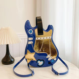 Maxbell Guitar Shaped Backpack Fashion Trendy Guitar Purse for Dating Shopping Party Dark Blue