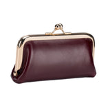 Maxbell Small Organizer Multipurpose Female Wallet Portable PU Fashion Storage Pouch Dark Red
