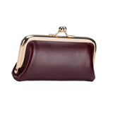 Maxbell Small Organizer Multipurpose Female Wallet Portable PU Fashion Storage Pouch Dark Red