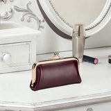 Maxbell Small Organizer Multipurpose Female Wallet Portable PU Fashion Storage Pouch Dark Red