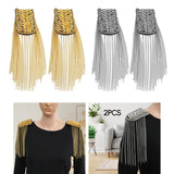 Maxbell 2Pcs Tassel Link Chain Epaulets Uniform Accessories for Festival Party Teens Gold
