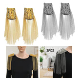 Maxbell 2Pcs Tassel Link Chain Epaulets Uniform Accessories for Festival Party Teens Gold