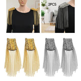 Maxbell 2Pcs Tassel Link Chain Epaulets Uniform Accessories for Festival Party Teens Gold