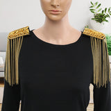 Maxbell 2Pcs Tassel Link Chain Epaulets Uniform Accessories for Festival Party Teens Gold