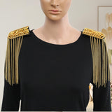 Maxbell 2Pcs Tassel Link Chain Epaulets Uniform Accessories for Festival Party Teens Gold