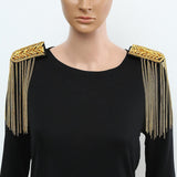 Maxbell 2Pcs Tassel Link Chain Epaulets Uniform Accessories for Festival Party Teens Gold