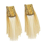Maxbell 2Pcs Tassel Link Chain Epaulets Uniform Accessories for Festival Party Teens Gold