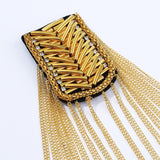 Maxbell 2Pcs Tassel Link Chain Epaulets Uniform Accessories for Festival Party Teens Gold