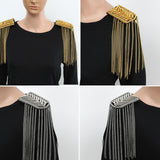 Maxbell 2Pcs Tassel Link Chain Epaulets Uniform Accessories for Festival Party Teens Gold