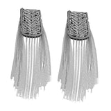 Maxbell 2Pcs Tassel Link Chain Epaulets Uniform Accessories for Festival Party Teens Silver