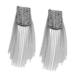 Maxbell 2Pcs Tassel Link Chain Epaulets Uniform Accessories for Festival Party Teens Silver