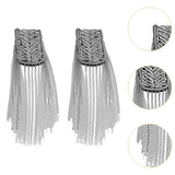 Maxbell 2Pcs Tassel Link Chain Epaulets Uniform Accessories for Festival Party Teens Silver