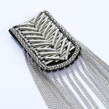 Maxbell 2Pcs Tassel Link Chain Epaulets Uniform Accessories for Festival Party Teens Silver