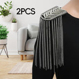 Maxbell 2Pcs Tassel Link Chain Epaulets Uniform Accessories for Festival Party Teens Silver